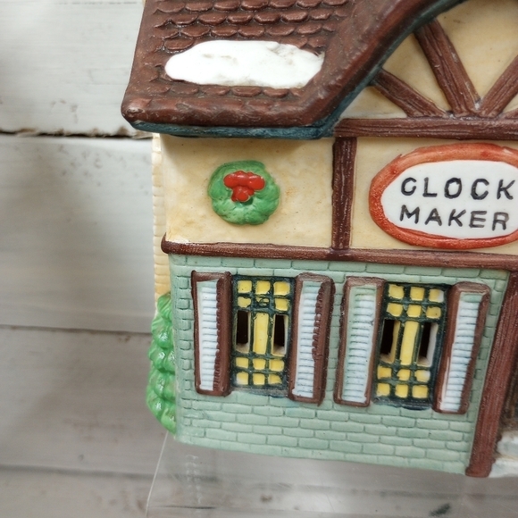 Christmas Americana Porcelain Collection Clock Maker Lighted Christmas Village - Picture 3 of 10